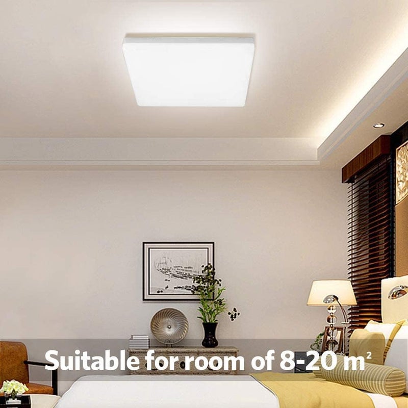 OOWOLF 25W 6000K LED Flush Mount Ceiling Light Fixture Ultra Slim, 12inch Waterproof Bathroom Square LED Ceiling Lamp Fixture Without Flicker, 85Ra+ Daylight White for Kitchen Bedroom Hallway Office - Image 3